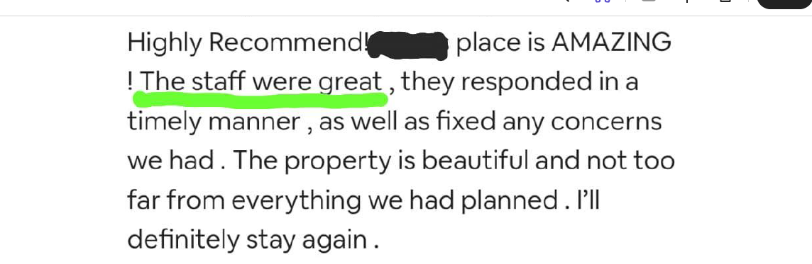 Airbnb review — responsive hosts and property managers